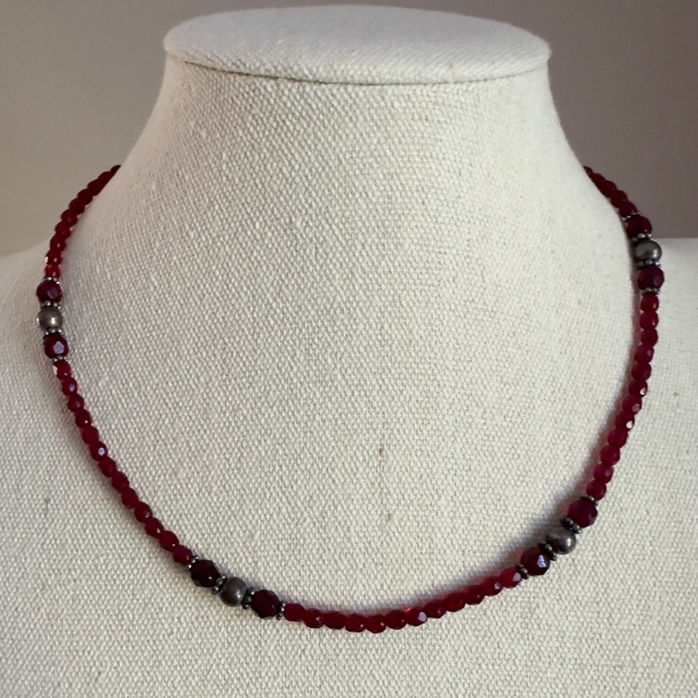 925 Sterling silver Faceted Beads Necklace